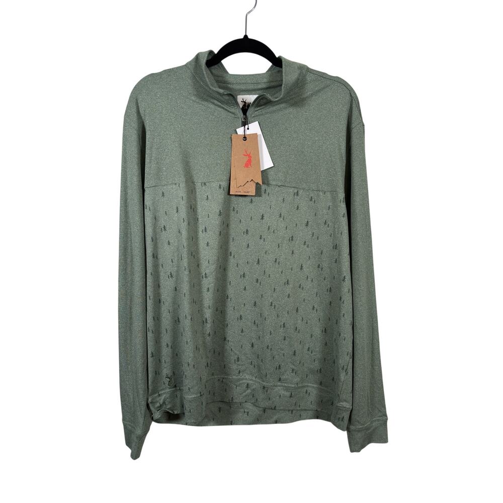 Jack + Sage Quarter Zip Pullover Mens Large Sage Green Evergreen Terra Tek Print
